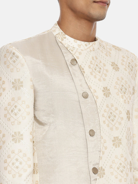 Silk Chanderi Embroidered Jacket - MMJ078