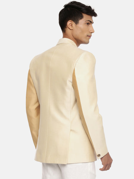 Gold Beige Silk Two Button Jacket  - MMJ083