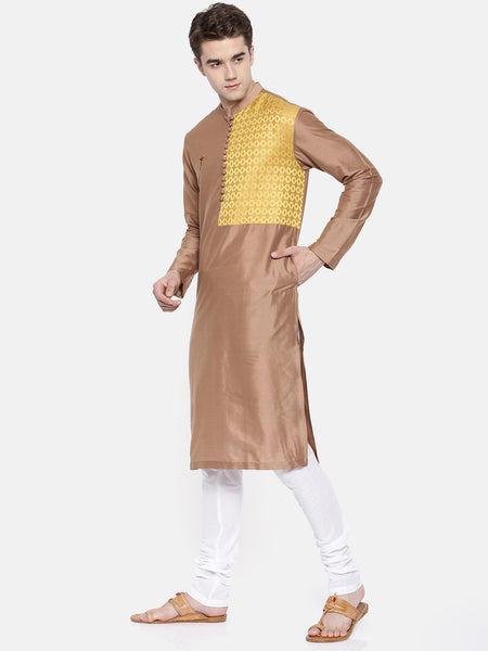 Brown Yellow Structured Kurta Set - MMK0182