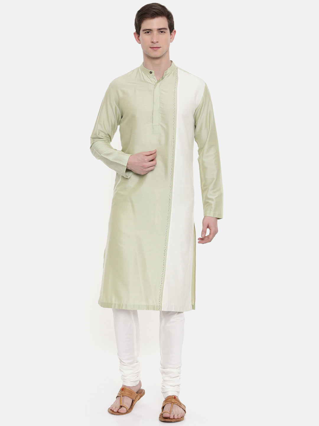 Green Ivory Silk Blend Kurta Set - MMK0194