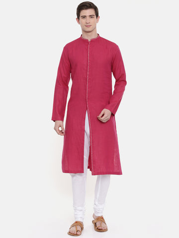 Pink Linen Kurta Set - MMK0208