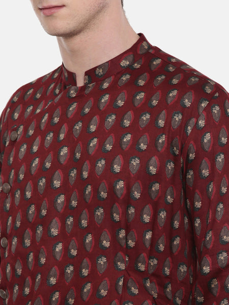 Red Printed Kurta Set - MMK0256