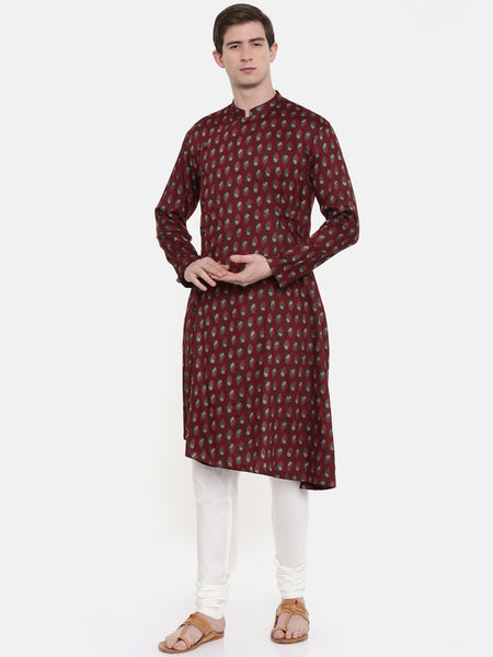 Red Printed Kurta Set - MMK0256