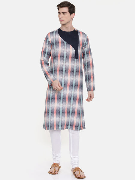 Geometric Printed Linen Kurta Set  - MMK0283