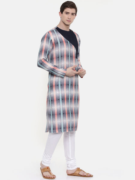 Geometric Printed Linen Kurta Set  - MMK0283