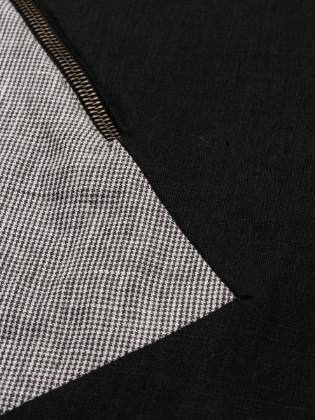 Black Grey Checkered Linen Kurta set - MMK0357