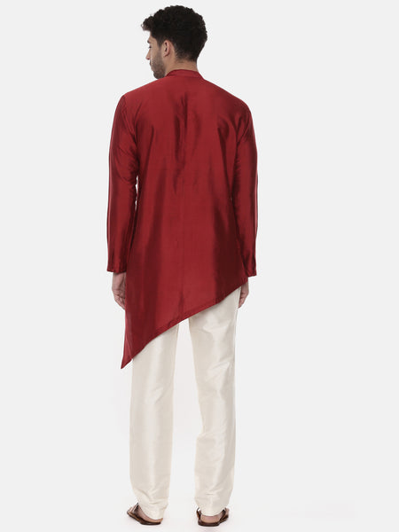 Red Silk Cotton Kurta Set - MMK0360