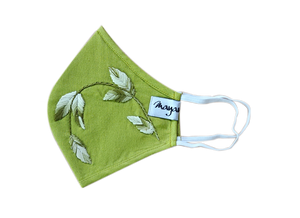 Hand Embroidery Green Linen Mask - MMMASK006