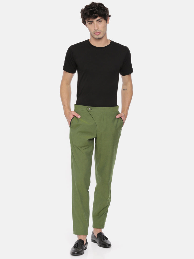 Buy HANCOCK Dark Green Mens Slim Fit Checked Formal Trousers  Shoppers Stop