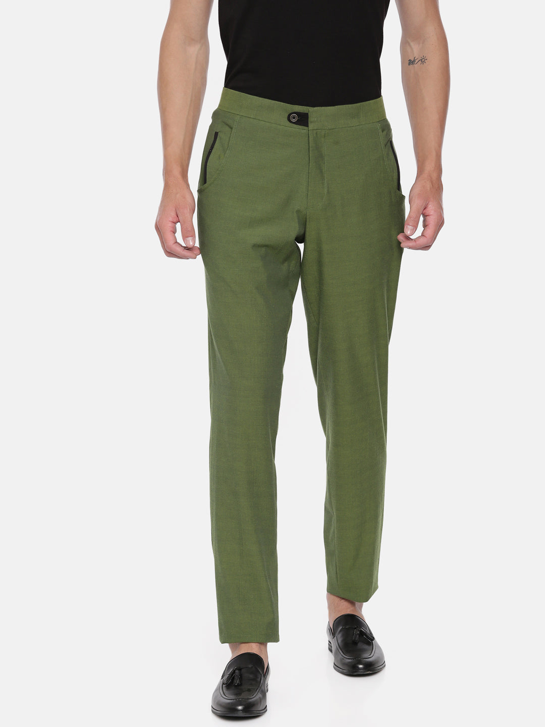 Green Cotton Double Pocket Trousers - MMP058