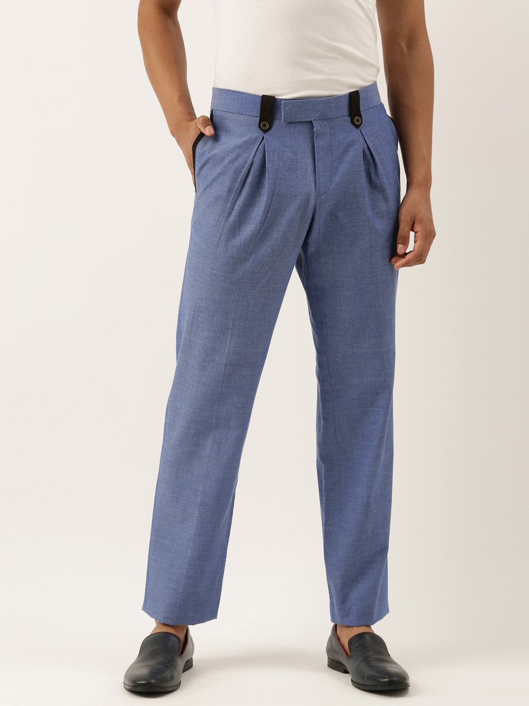 Double Pleated Trouser  Navy  SHADES OF GREY BY MICAH COHEN