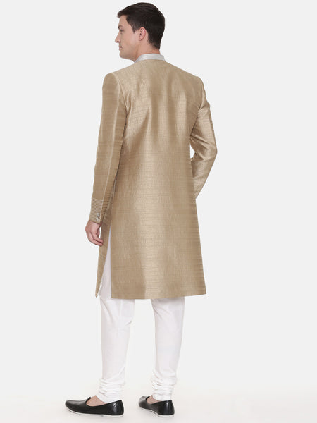 Gold Silk Embroidered Sherwani - MMSHR026