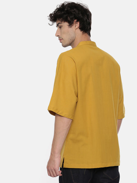 Mustard Kimono Sleeve Short Kurta - MMSK036