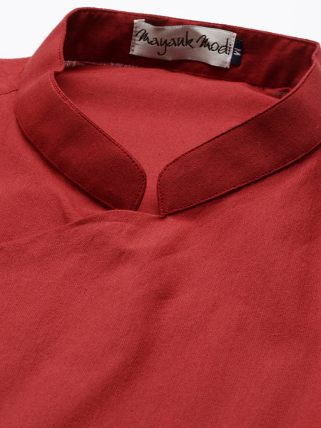 Red Stylish Malai Cotton Short Kurta  - MMSK039