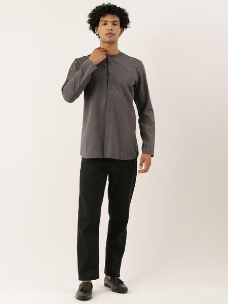 Grey Malai Cotton Short Kurta - MMSK041