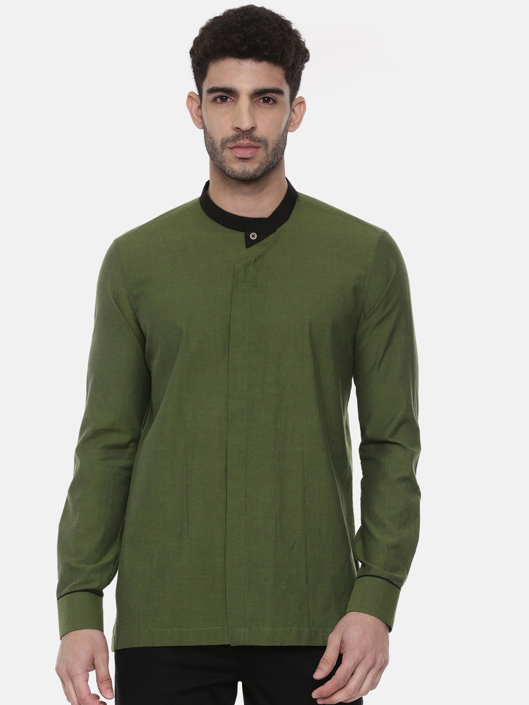 Green Cotton Short Kurta - MMSK054