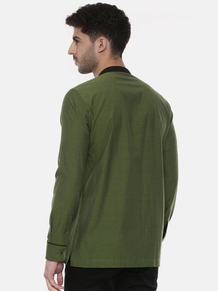 Green Cotton Short Kurta - MMSK054