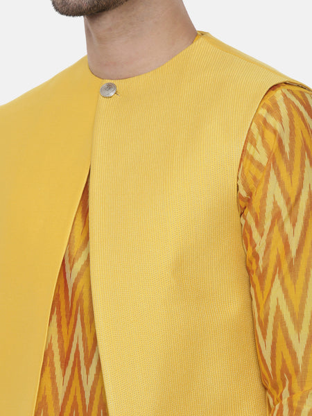 Yellow Open Silk Jacket - MMSOJ015