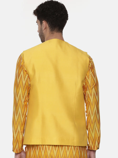Yellow Open Silk Jacket - MMSOJ015