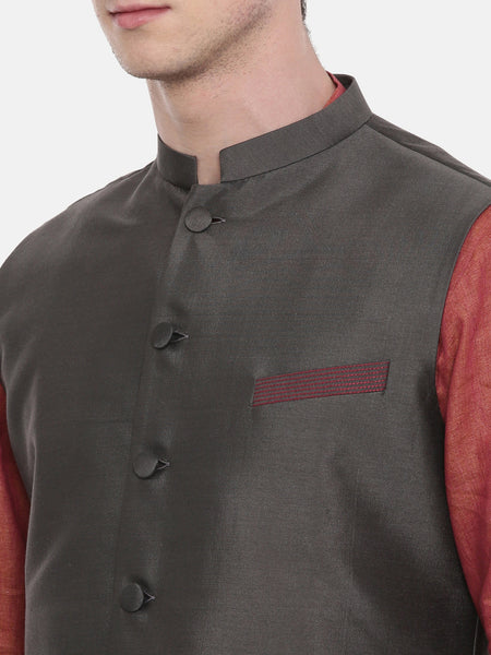 Charcoal Grey Classic Nehru Jacket - MMWC0157