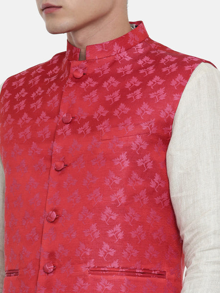 Silk Jaquard Red Pink Jacket - MMWC0167