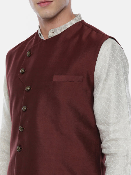 Classic Pattern Silk Brown Modi Jacket - MMWC0177
