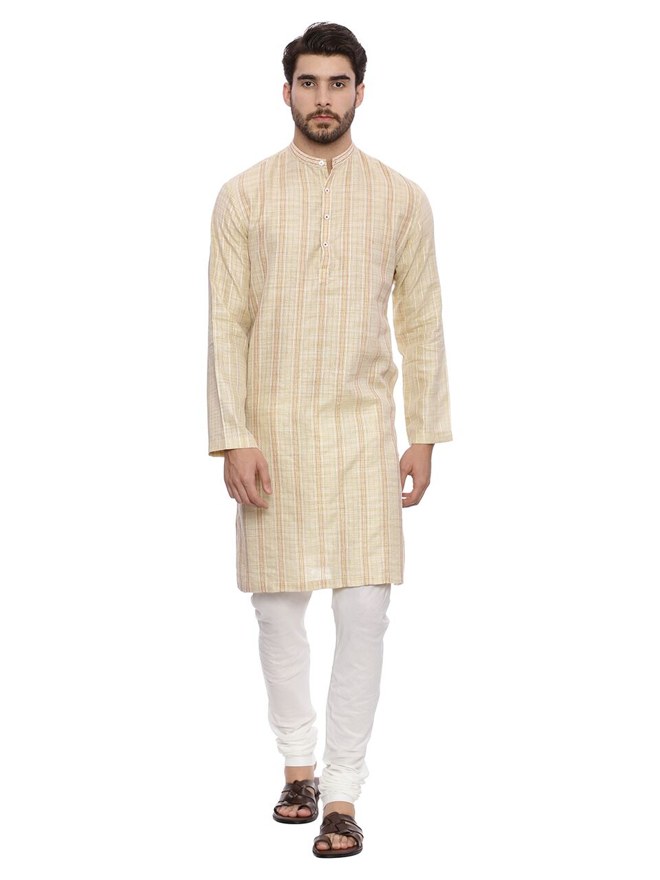 Beige Self weave Kurta Set - MMK0123