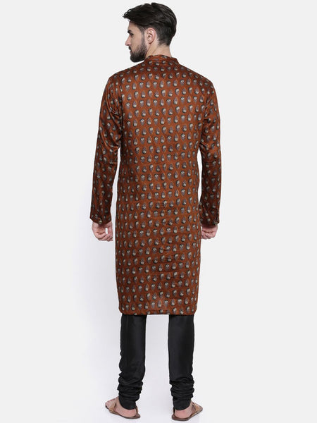 Rust Hand Block Print Kurta - MMK0155