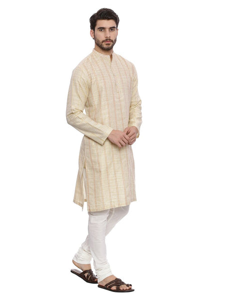 Beige Self weave Kurta Set - MMK0123