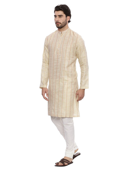 Beige Self weave Kurta Set - MMK0123