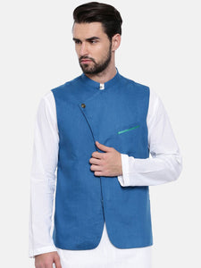 Blue Linen Modi Jacket - MMWC0125