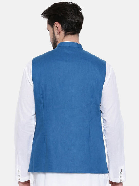 Blue Linen Modi Jacket - MMWC0125